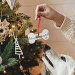 Personalised Dog Bone Shaped Christmas Lights Ornament Stocking Tag with Text and Year Christmas Tree Decor Gift for Pet Lovers
