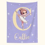 Personalisierte Schwanensee Ballett Cartoon-Mädchen Sterne Decke mit Initiale und Namen Haus Deko Geburtstagsgeschenk für Balletttänzerin Ballerina