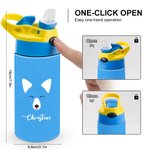 Personalizzato carino orso gatto coniglio animale faccia e coda 12 oz isolato bambino bottiglia d'acqua con manico e cannuccia regalo di compleanno va