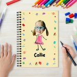 Personalized Avatar Cartoon Pattern 120 Pages A5 Lined Spiral Notebook with Name and Initial Birthday Gift for Boys Girls