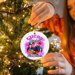 Personalised Colourful Flame Lightning 1-5 Photos Collage Ceramic Ornament with Name Christmas Tree Decor Team Gift for Sports Lovers Players