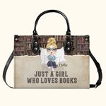 Borsa tote personalizzata con nome e personaggio cartone animato Just A Girl Who Loves Books regalo per compleanno e giorno della lettura per donne