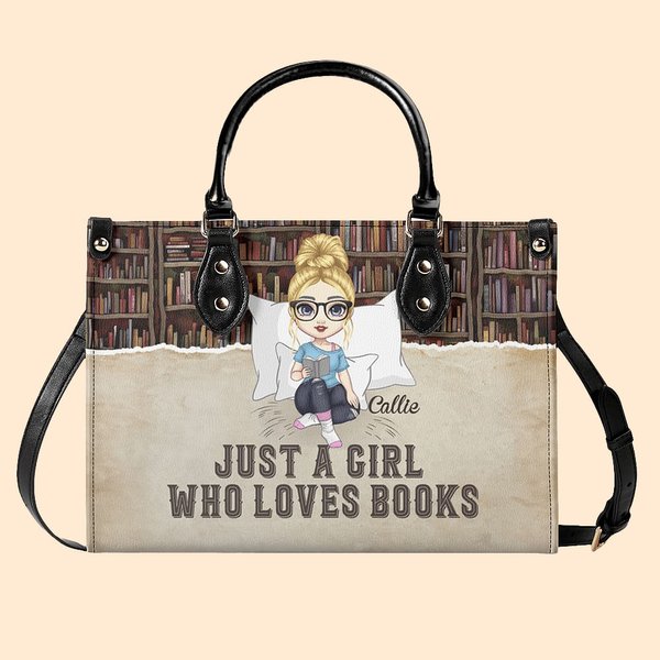 Borsa tote personalizzata con nome e personaggio cartone animato Just A Girl Who Loves Books regalo per compleanno e giorno della lettura per donne