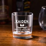 Personalized Bow Tie Monogram 10oz Whiskey Rocks Glass with Engraved Name and Date Birthday Wedding Gift for Men Groomsman