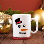 Personalizzato Carino sorridente Carrot Nose Snowman Face 11 oz / 15 oz tazza di ceramica con nome Natale Festival Inverno regalo per i bambini della 
