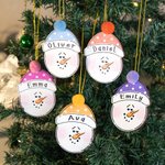 Henkilökohtainen käsin maalattu Pom Pom Hat puinen lumiukko joulukoriste nimellä söpö joulukuusi sisustus festivaali lahja perheelle lapsille