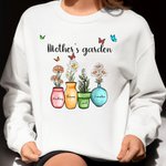 Personalized Grandma's Garden Butterfly Crewneck Sweatshirt with 1-10 Birth Flowers and Names Birthday Mother's Day Gift for Mom Grandma