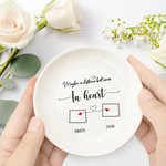 Personalised Long Distance State to State Map Ceramic Trinket Jewellery Dish with 2-4 Names Christmas Moving Away Gift for Women