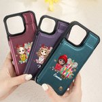 Personalizzato Cartoon Girl Glitter Bow Christmas Tree Pelle Flip Portafoglio Phone Case con portacarte e blocco RFID regalo per la famiglia amico