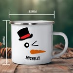 Personalised Cute Carrot Snowman 12oz Enamel Mug with Name Birthday Christmas Gift for Family Kids