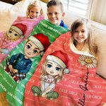 Personalizado de dibujos animados de Papá Noel sombrero de nacimiento de flores suave manta con nombres multicolor decoración del hogar de Navidad reg