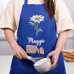 Grembiule da cucina personalizzato con nome e tasca per cucinare, cuocere, giardinaggio, inaugurazione della casa, per cuochi e donne.