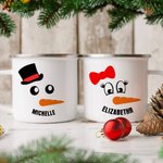 Personalised Cute Carrot Snowman 12oz Enamel Mug with Name Birthday Christmas Gift for Family Kids