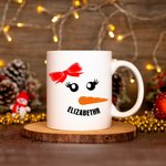 Personalizzato Carino sorridente Carrot Nose Snowman Face 11 oz / 15 oz tazza di ceramica con nome Natale Festival Inverno regalo per i bambini della 