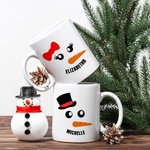 Personalizzato Carino sorridente Carrot Nose Snowman Face 11 oz / 15 oz tazza di ceramica con nome Natale Festival Inverno regalo per i bambini della 