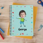 Personalized Avatar Cartoon Pattern 120 Pages A5 Lined Spiral Notebook with Name and Initial Birthday Gift for Boys Girls