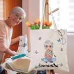 Sac en toile avec nom pour la fête des mères Cadeau de Noël pour les femmes