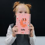 Personalized Avatar Cartoon Pattern 120 Pages A5 Lined Spiral Notebook with Name and Initial Birthday Gift for Boys Girls