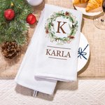 Asciugamano da cucina personalizzato in cotone al 100% con iniziali e nome, super assorbente, regalo di Natale per la famiglia ospitante.