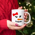 Personalizzato Carino sorridente Carrot Nose Snowman Face 11 oz / 15 oz tazza di ceramica con nome Natale Festival Inverno regalo per i bambini della 