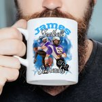 Personalisierte bunte Flamme Lightning 1-5 Fotos Collage 11oz Keramik Becher Untersetzer mit Namen Geburtstag Team Geschenk für Sportliebhaber Spieler