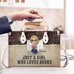 Borsa tote personalizzata con nome e personaggio cartone animato Just A Girl Who Loves Books regalo per compleanno e giorno della lettura per donne