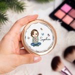 Personalizado Nacimiento Flor Ramo Cartoon Carácter Bolsillo Espejo de maquillaje con nombre Cumpleaños Dama de honor Regalo para Mujeres Niñas