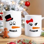 Personalizzato Carino sorridente Carrot Nose Snowman Face 11 oz / 15 oz tazza di ceramica con nome Natale Festival Inverno regalo per i bambini della 