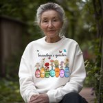 Personalized Grandma's Garden Butterfly Crewneck Sweatshirt with 1-10 Birth Flowers and Names Birthday Mother's Day Gift for Mom Grandma