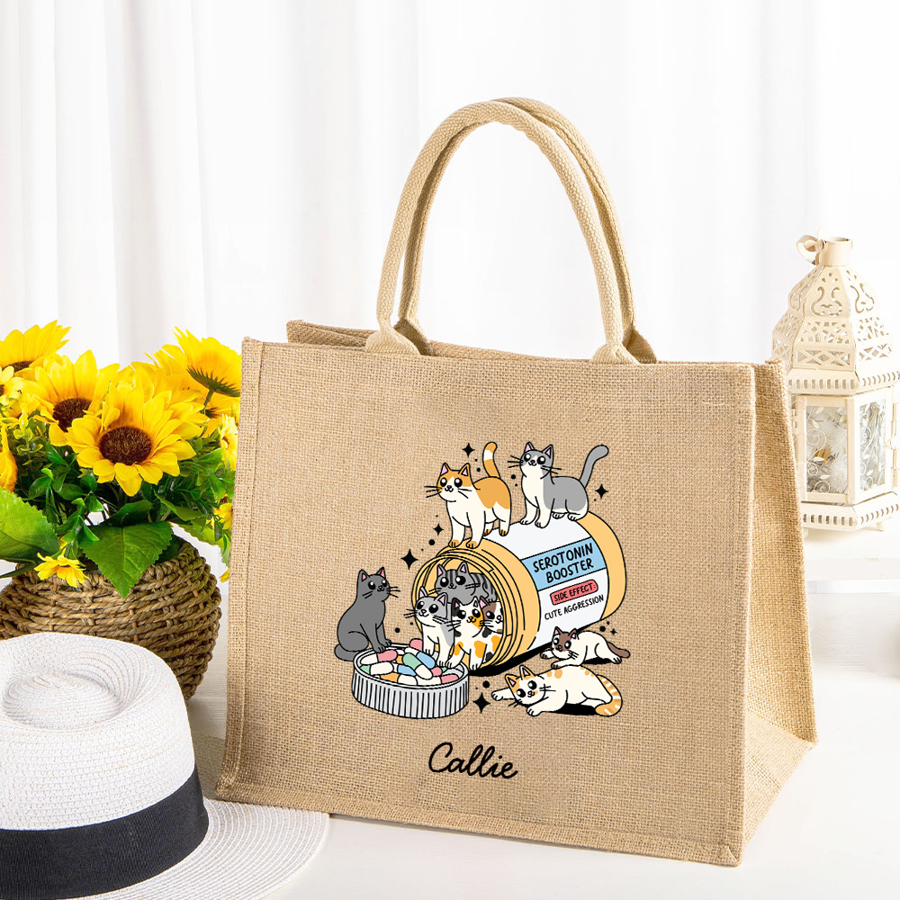 Sac en toile de jute personnalisé avec nom Cadeau d'anniversaire pour les amoureux des animaux de compagnie