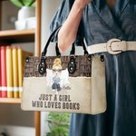 Borsa tote personalizzata con nome e personaggio cartone animato Just A Girl Who Loves Books regalo per compleanno e giorno della lettura per donne