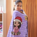 Personalizado de dibujos animados de Papá Noel sombrero de nacimiento de flores suave manta con nombres multicolor decoración del hogar de Navidad reg