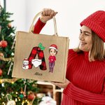 Personalizada Navidad Inicial Caricatura Personaje Ecológico Bolsa de Yute con Nombre Regalo de Navidad para la Familia Amigo