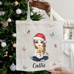 Sac en toile avec nom pour la fête des mères Cadeau de Noël pour les femmes