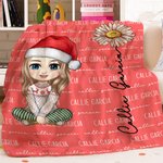 Personalizado de dibujos animados de Papá Noel sombrero de nacimiento de flores suave manta con nombres multicolor decoración del hogar de Navidad reg