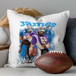 Personalized 1-5 Photo Brilliant Lightning Baseball Football Throw Pillow Cover with Name Home Decor Birthday Gift for Sports Lover
