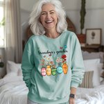 Personalized Grandma's Garden Butterfly Crewneck Sweatshirt with 1-10 Birth Flowers and Names Birthday Mother's Day Gift for Mom Grandma