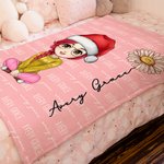 Personalizado de dibujos animados de Papá Noel sombrero de nacimiento de flores suave manta con nombres multicolor decoración del hogar de Navidad reg