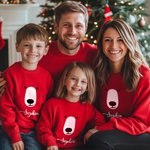 Personalized Cute Bear Cat Rabbit Animal Face and Tail Multicolor Adult Kid Sweatshirt with Text Birthday Holiday Gift for Family