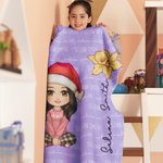 Personalizado de dibujos animados de Papá Noel sombrero de nacimiento de flores suave manta con nombres multicolor decoración del hogar de Navidad reg