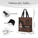 Sac Fourre-tout Réutilisable Personnalisé avec Nom et Dessin de Chien Motif Patte Cadeau Anniversaire Noël pour Amoureux Propriétaire de Chien