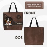 Sac Fourre-tout Réutilisable Personnalisé avec Nom et Dessin de Chien Motif Patte Cadeau Anniversaire Noël pour Amoureux Propriétaire de Chien