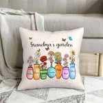 Personalized Mother's Grandma's Garden 1-10 Birth Flower Vase Throw Pillow Cover with Name Butterfly Home Decor Birthday Holiday Gift for Family