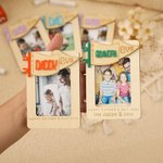 Personalized Best Dad Ever Wood Photo Car Visor Clip with Text Father's Day Birthday Gift for Family Car Owners