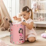 Personalized Multicolor Cartoon Photo Waterproof Laundry Storage Basket with Name and Handle Birthday Gift for Kids