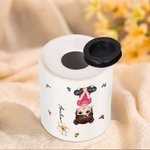 Personalised Cute Cartoon Character Birth Flower Ceramic Money Box with Name Birthday Children's Day Gift for Kids