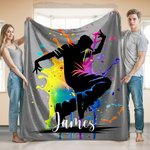 Personalisierte bunte Splash Ink Hip Hop Junge Mädchen weiche Decke mit Namen Tanzen Party Home Decor Geburtstagsgeschenk für Hip Hop Liebhaber