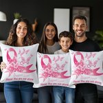 Nastro rosa personalizzato Butterfly Support Squad Throw Pillow Cover con nome Breast Cancer Fighter Awareness Decor Gift for Woman (Regalo per la don