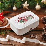 Personalised Merry Mama Sister Snowflake Cartoon Character Leather Travel Jewellery Box with Name Portable Birthday Christmas Gift for Women