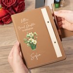 Personalised As I Watch You Grow Birth Flower Tree Name A5 Journal Notebook with Wooden Pen Birthday Anniversary Gift for Grandma Grandfather